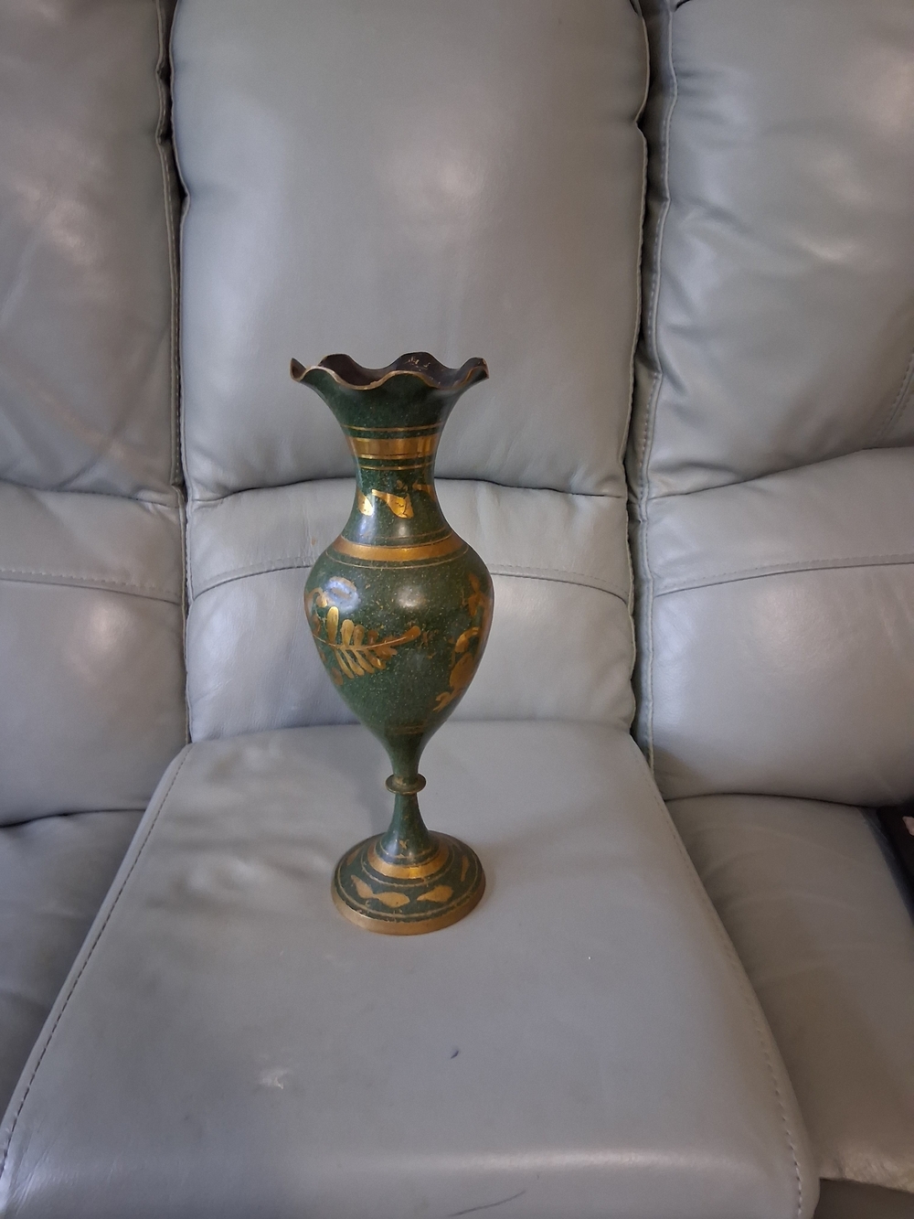 Hand-Painted Green and Gold Decorative Vase - Classic Home Accents